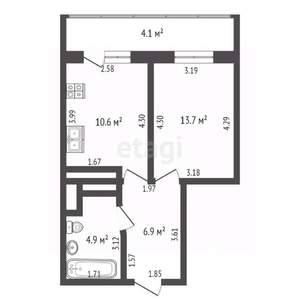 1-к квартира, вторичка, 40м2, 2/18 этаж