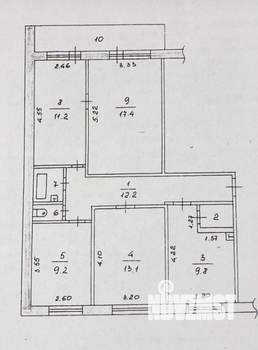 4-к квартира, вторичка, 78м2, 6/6 этаж