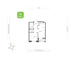 1-к квартира, вторичка, 45м2, 6/24 этаж