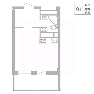 Студия квартира, вторичка, 27м2, 10/25 этаж