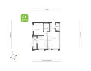 2-к квартира, вторичка, 57м2, 15/16 этаж