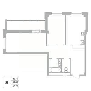 2-к квартира, вторичка, 61м2, 12/25 этаж