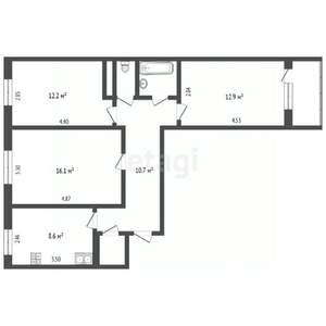 3-к квартира, вторичка, 65м2, 3/9 этаж