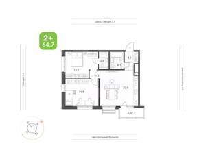 2-к квартира, вторичка, 65м2, 17/21 этаж