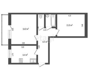 2-к квартира, вторичка, 43м2, 5/5 этаж