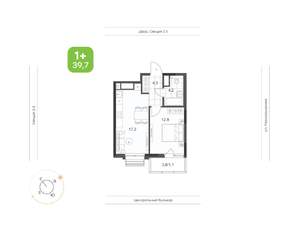 1-к квартира, вторичка, 40м2, 12/21 этаж