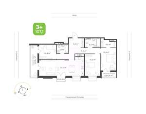 3-к квартира, вторичка, 107м2, 9/9 этаж