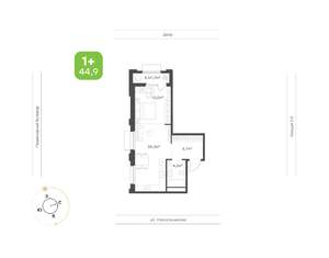 1-к квартира, вторичка, 45м2, 2/24 этаж