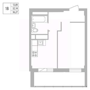1-к квартира, вторичка, 36м2, 2/25 этаж