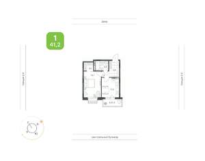 1-к квартира, вторичка, 41м2, 6/9 этаж