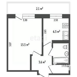 1-к квартира, вторичка, 29м2, 4/5 этаж