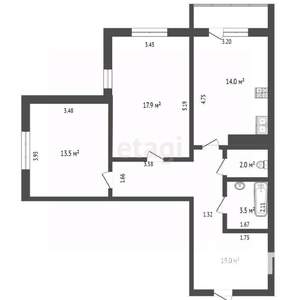 2-к квартира, вторичка, 73м2, 12/17 этаж