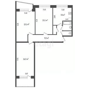 3-к квартира, вторичка, 68м2, 11/12 этаж