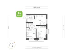 2-к квартира, вторичка, 55м2, 6/24 этаж