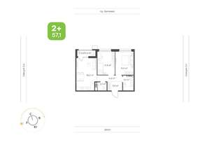 2-к квартира, вторичка, 57м2, 4/24 этаж