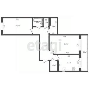 2-к квартира, вторичка, 51м2, 6/9 этаж