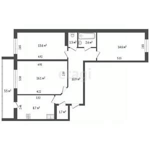 3-к квартира, вторичка, 70м2, 3/10 этаж