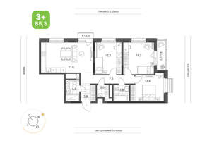 3-к квартира, вторичка, 85м2, 5/24 этаж
