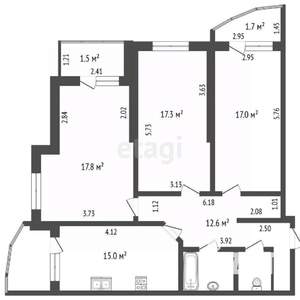 3-к квартира, вторичка, 83м2, 14/19 этаж