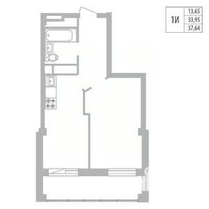 1-к квартира, вторичка, 38м2, 23/25 этаж