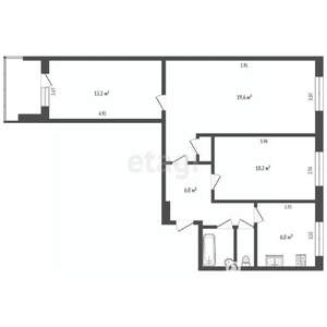 3-к квартира, вторичка, 58м2, 2/9 этаж