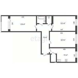 3-к квартира, вторичка, 64м2, 1/10 этаж