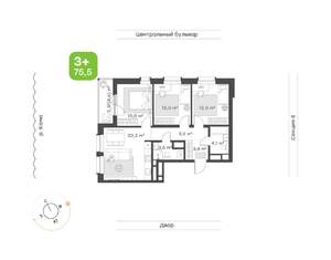 3-к квартира, вторичка, 76м2, 15/19 этаж