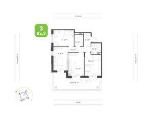 3-к квартира, вторичка, 82м2, 2/9 этаж