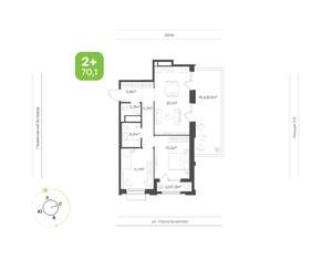 2-к квартира, вторичка, 70м2, 2/24 этаж