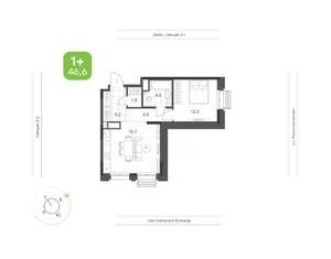 1-к квартира, вторичка, 47м2, 4/21 этаж