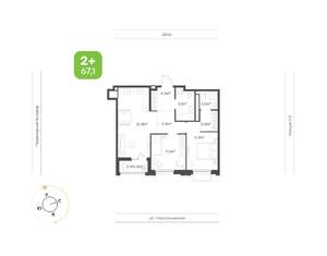 2-к квартира, вторичка, 69м2, 12/24 этаж
