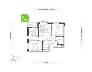 3-к квартира, вторичка, 77м2, 10/24 этаж
