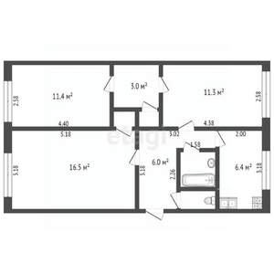 3-к квартира, вторичка, 59м2, 5/5 этаж