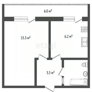 1-к квартира, вторичка, 30м2, 5/5 этаж