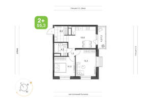 2-к квартира, вторичка, 55м2, 19/24 этаж