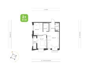 2-к квартира, вторичка, 58м2, 11/16 этаж