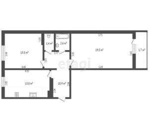 2-к квартира, вторичка, 64м2, 9/10 этаж