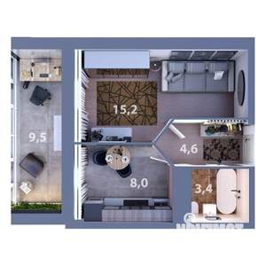 1-к квартира, вторичка, 36м2, 9/25 этаж