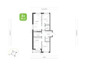 3-к квартира, вторичка, 86м2, 5/9 этаж