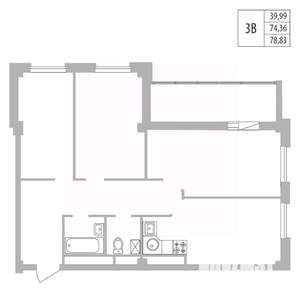 3-к квартира, вторичка, 79м2, 9/25 этаж