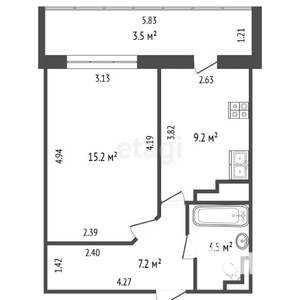 2-к квартира, вторичка, 47м2, 2/5 этаж