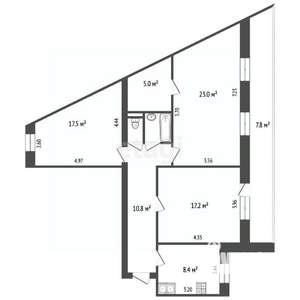 3-к квартира, вторичка, 85м2, 8/9 этаж