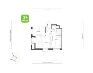 2-к квартира, вторичка, 65м2, 24/24 этаж