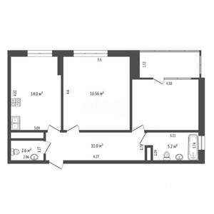 2-к квартира, вторичка, 67м2, 2/3 этаж