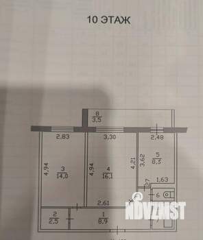 2-к квартира, вторичка, 54м2, 10/10 этаж