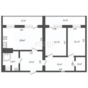 2-к квартира, вторичка, 69м2, 4/9 этаж