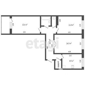 3-к квартира, вторичка, 66м2, 4/10 этаж
