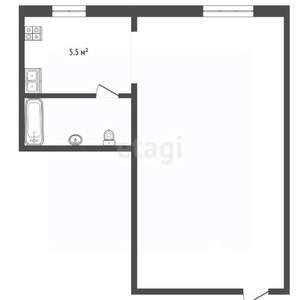 1-к квартира, вторичка, 33м2, 1/5 этаж