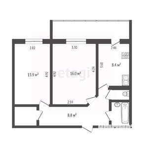 2-к квартира, вторичка, 54м2, 2/10 этаж