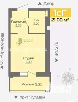 1-к квартира, вторичка, 23м2, 7/20 этаж